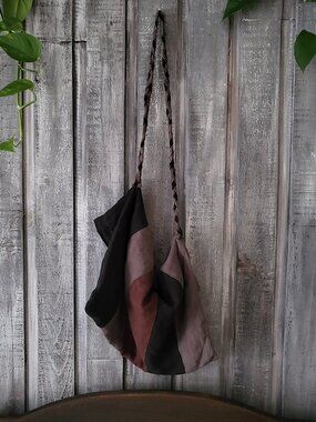 Boho Striped Linen Tote Knit Shoulder Bag